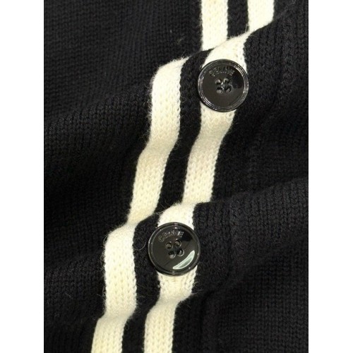 CELINE 2025SS Arc de Triomphe Colorblock Embroidered Cardigan with Buttons - Black