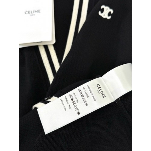 CELINE 2025SS Arc de Triomphe Colorblock Embroidered Cardigan with Buttons - Black