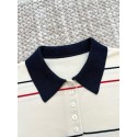 CELINE 25SS Arc de Triomphe Embroidered Striped Polo Long Sleeve CELINE 25SS Arc de Triomphe Embroidered Striped Polo Long Sleeve