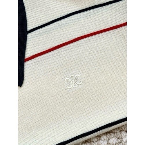 CELINE 25SS Arc de Triomphe Embroidered Striped Polo Long Sleeve CELINE 25SS Arc de Triomphe Embroidered Striped Polo Long Sleeve