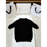 CELINE 25SS Embroidered Polo Short Sleeve - Black
