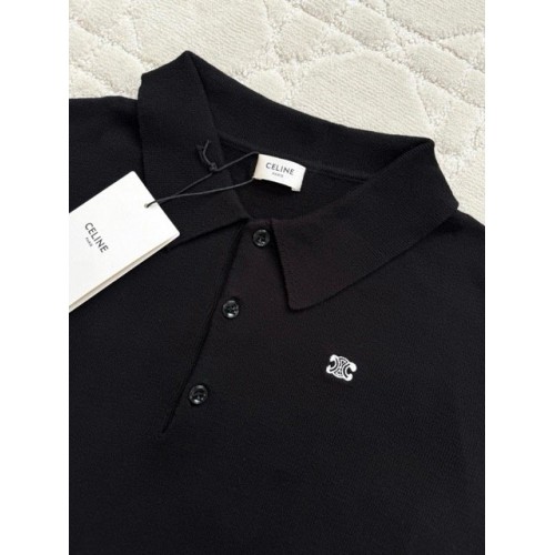 CELINE 25SS Embroidered Polo Short Sleeve - Black CELINE 25SS Embroidered Polo Short Sleeve - Black