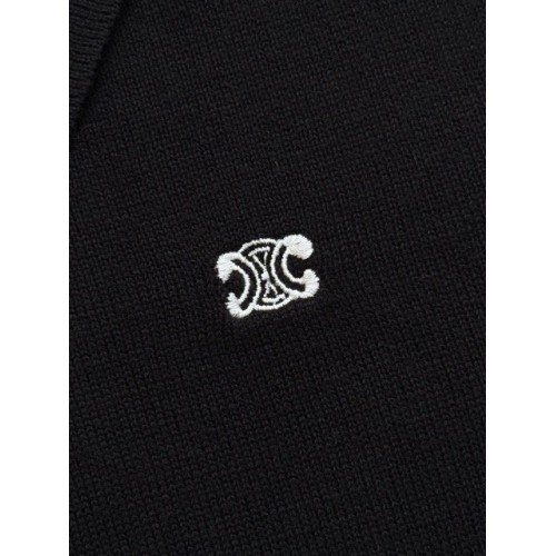 CELINE 25SS Embroidered Polo Short Sleeve - Black CELINE 25SS Embroidered Polo Short Sleeve - Black