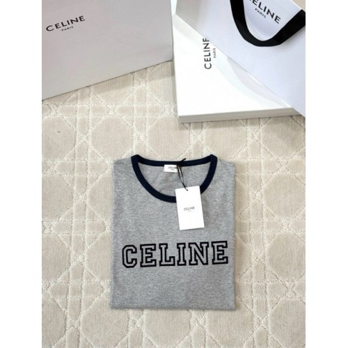 CELINE 25SS Flocked Printed Short Sleeve - GREY CELINE 25SS Flocked Printed Short Sleeve - GREY