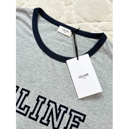 CELINE 25SS Flocked Printed Short Sleeve - GREY CELINE 25SS Flocked Printed Short Sleeve - GREY