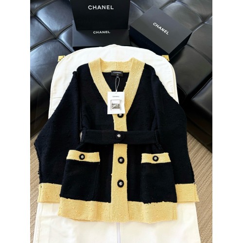 CHANEL 2024FW Belted Cardigan - Black
