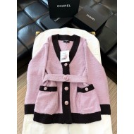 CHANEL 2024FW Belted Cardigan - Pink