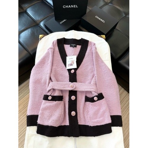 CHANEL 2024FW Belted Cardigan - Pink