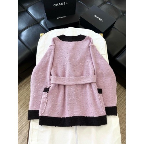 CHANEL 2024FW Belted Cardigan - Pink