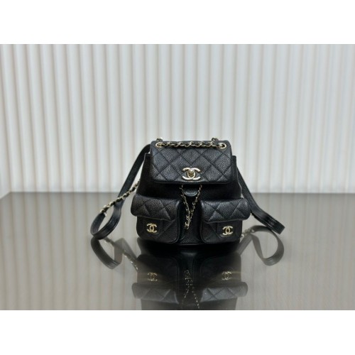 CHANEL 23P Mini Duma Backpack - Black Caviar