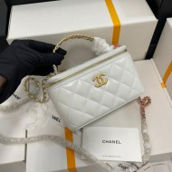 CHANEL 23P Vanity Case - Small White Lambskin