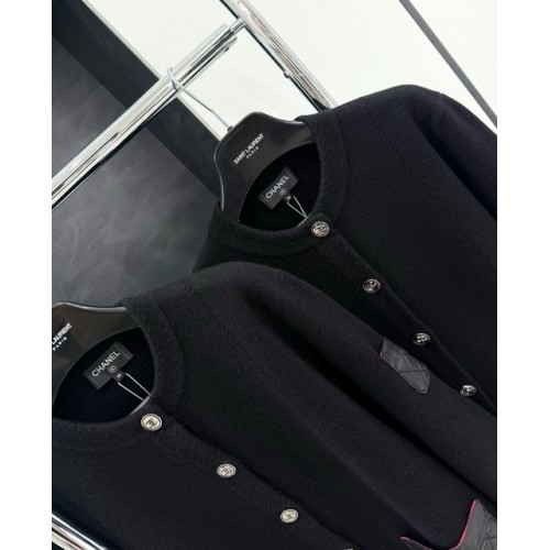 CHANEL 24B New Leather Pocket Cashmere Coat CHANEL 24B New Leather Pocket Cashmere Coat