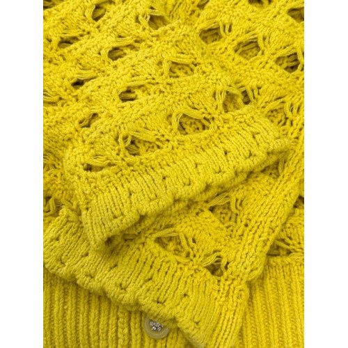 CHANEL 25C Openwork Woven Cardigan - Yellow CHANEL 25C Openwork Woven Cardigan - Yellow