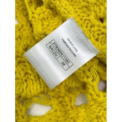 CHANEL 25C Openwork Woven Cardigan - Yellow CHANEL 25C Openwork Woven Cardigan - Yellow
