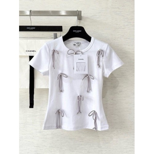 CHANEL 25S Bow Print Short Sleeves