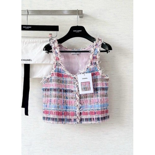 CHANEL 25S Chanel Style Pink Braided Glass Button Vest Camisole