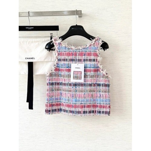 CHANEL 25S Chanel Style Pink Braided Glass Button Vest Camisole