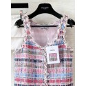 CHANEL 25S Chanel Style Pink Braided Glass Button Vest Camisole CHANEL 25S Chanel Style Pink Braided Glass Button Vest Camisole