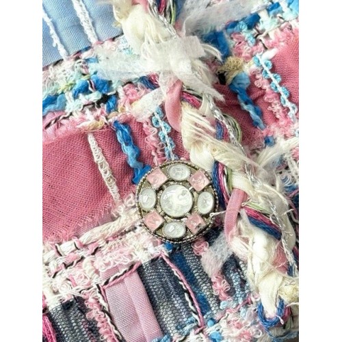 CHANEL 25S Chanel Style Pink Braided Glass Button Vest Camisole CHANEL 25S Chanel Style Pink Braided Glass Button Vest Camisole