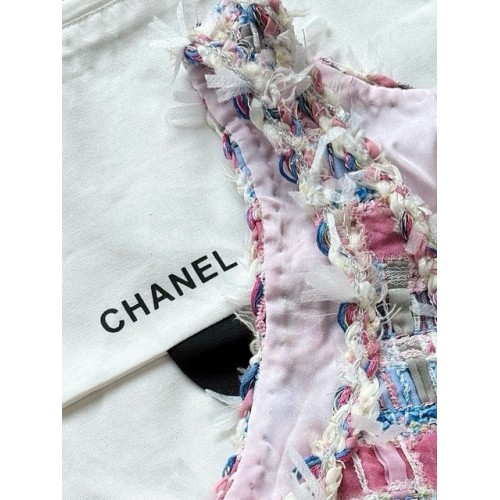 CHANEL 25S Chanel Style Pink Braided Glass Button Vest Camisole CHANEL 25S Chanel Style Pink Braided Glass Button Vest Camisole