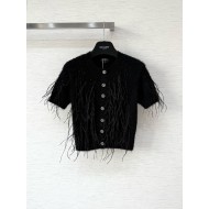 CHANEL 25S Feather Cardigan - Black