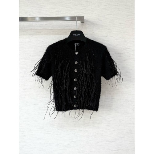 CHANEL 25S Feather Cardigan - Black