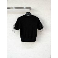 CHANEL 25S Feather Cardigan - Black