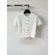 CHANEL 25S Feather Cardigan - White