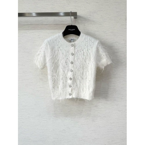 CHANEL 25S Feather Cardigan - White