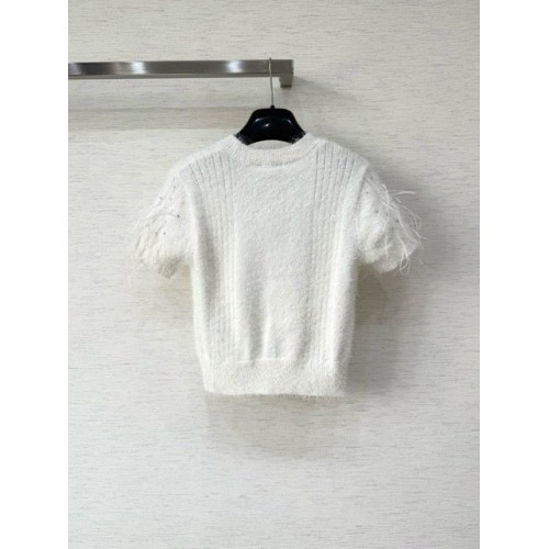 CHANEL 25S Feather Cardigan - White