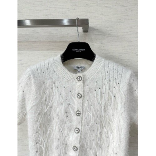 CHANEL 25S Feather Cardigan - White CHANEL 25S Feather Cardigan - White