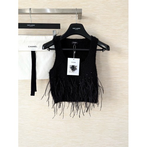 CHANEL 25S Feather Vest - Black