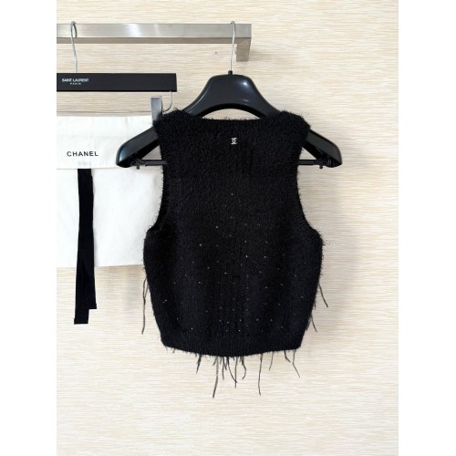 CHANEL 25S Feather Vest - Black