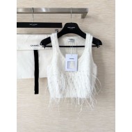 CHANEL 25S Feather Vest - White