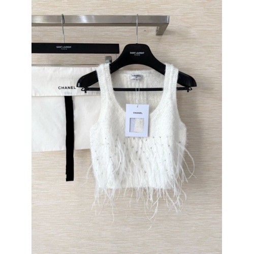 CHANEL 25S Feather Vest - White