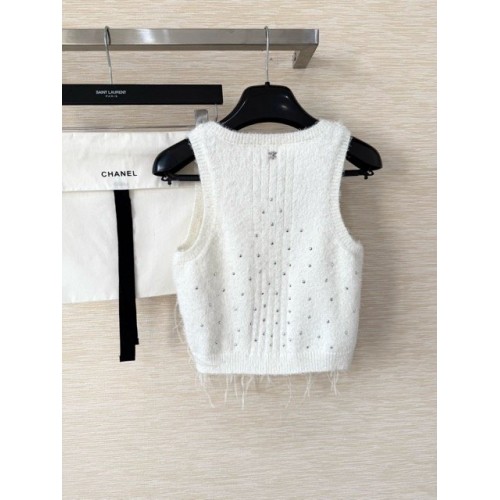 CHANEL 25S Feather Vest - White