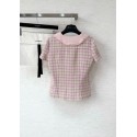 CHANEL 25S Ruffle Collar Check Braided Short Sleeve - Pink CHANEL 25S Ruffle Collar Check Braided Short Sleeve - Pink