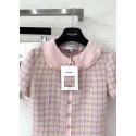 CHANEL 25S Ruffle Collar Check Braided Short Sleeve - Pink CHANEL 25S Ruffle Collar Check Braided Short Sleeve - Pink