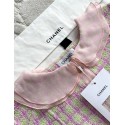 CHANEL 25S Ruffle Collar Check Braided Short Sleeve - Pink CHANEL 25S Ruffle Collar Check Braided Short Sleeve - Pink
