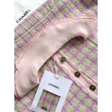 CHANEL 25S Ruffle Collar Check Braided Short Sleeve - Pink CHANEL 25S Ruffle Collar Check Braided Short Sleeve - Pink