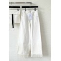 CHANEL 25S Scale Beaded Tassel White Jeans