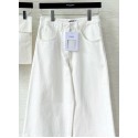 CHANEL 25S Scale Beaded Tassel White Jeans