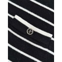 CHANEL 25S Striped V- Neck Cardigan - Black CHANEL 25S Striped V- Neck Cardigan - Black