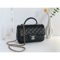 CHANEL Classic Mini Flap Top Handle Handbag - Black Lambskin