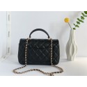 CHANEL Classic Mini Flap Top Handle Handbag - Black Lambskin