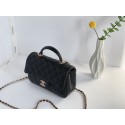 CHANEL Classic Mini Flap Top Handle Handbag - Black Lambskin