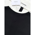 CHANEL Colourblock Knitted Short Sleeves - Black with White CHANEL Colourblock Knitted Short Sleeves - Black with White