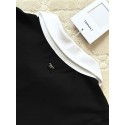 CHANEL Crinkled Embroidered Double C Short Sleeve Polo Collar - Black CHANEL Crinkled Embroidered Double C Short Sleeve Polo Collar - Black