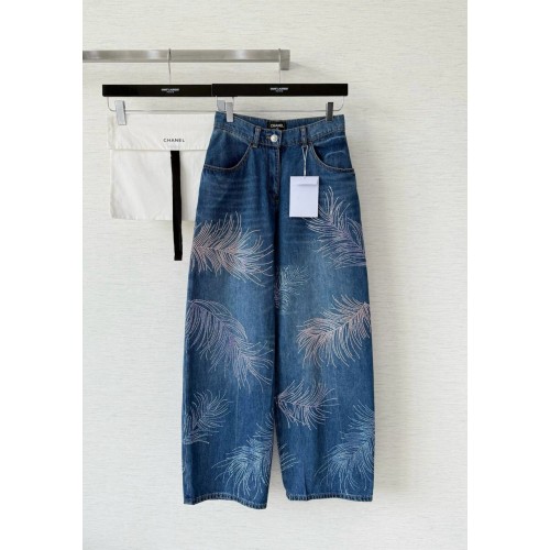CHANEL Feather Leaf Rhinestone Jeans Cost CHANEL Feather Leaf Rhinestone Jeans Cost