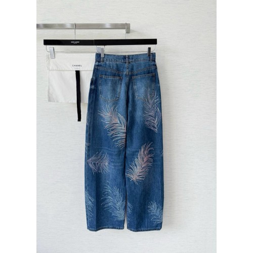 CHANEL Feather Leaf Rhinestone Jeans Cost CHANEL Feather Leaf Rhinestone Jeans Cost